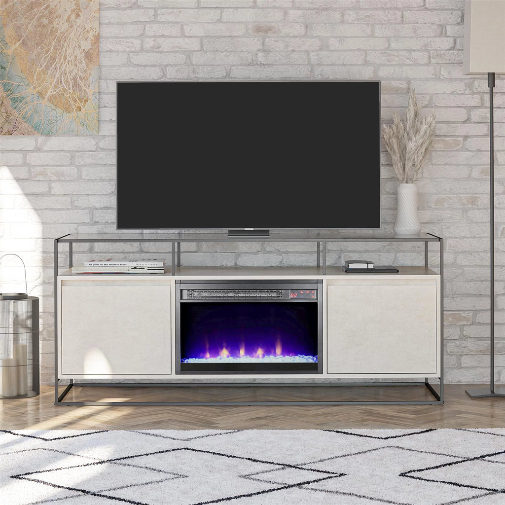 Plaster TV Stand with Electric Fireplace H718092