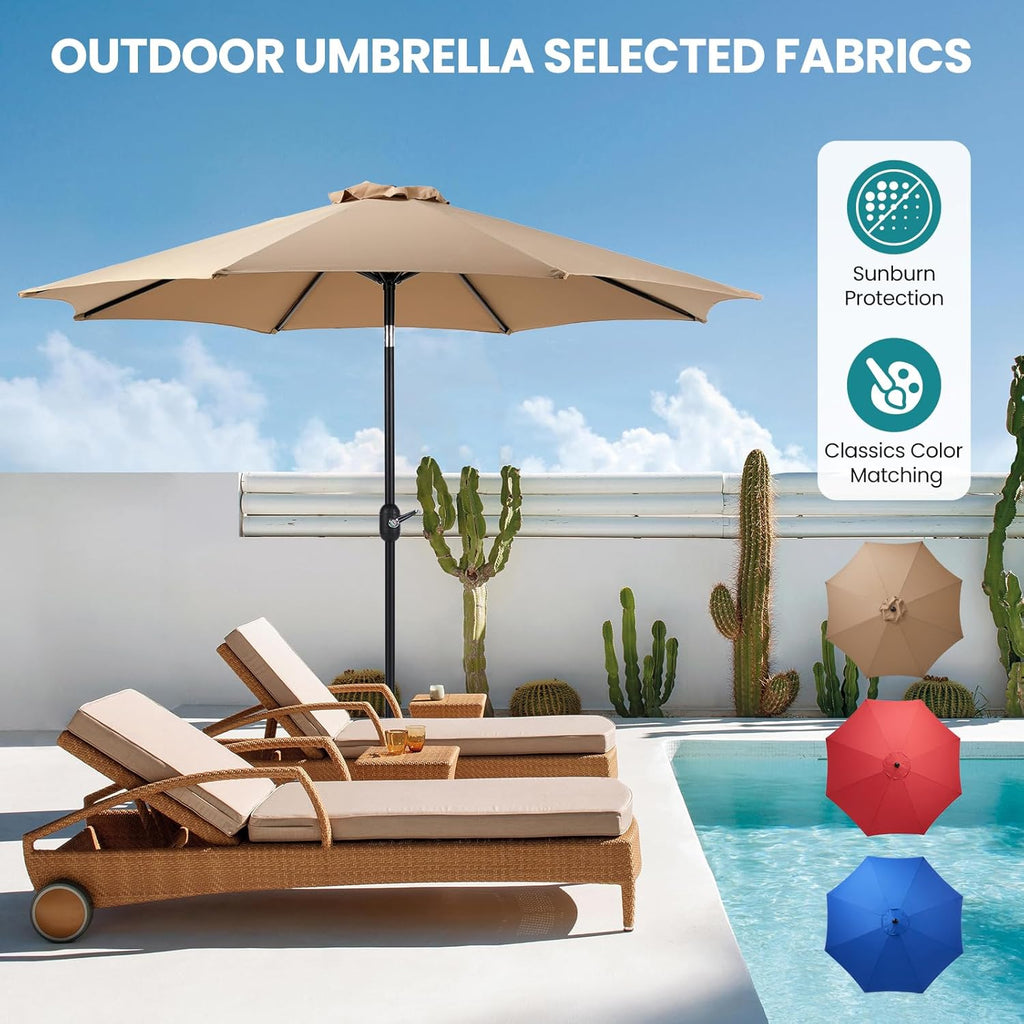 Tan 9' Outdoor Patio Umbrella with 8 Ribs T30402