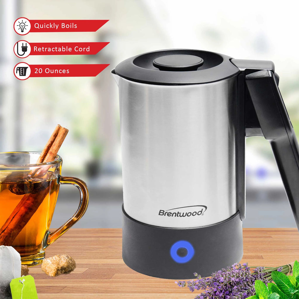 1000-Watt 20-Oz. Stainless Steel Electric Travel Kettle S788