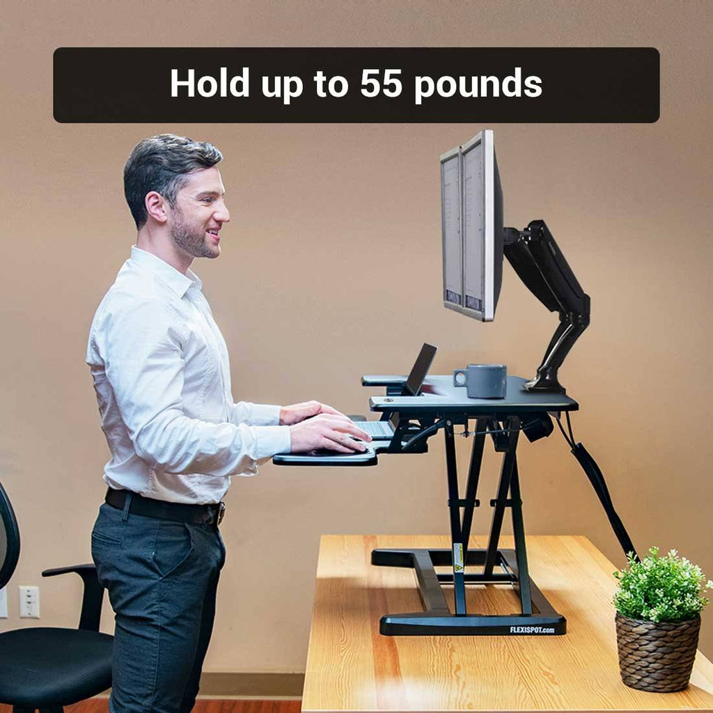 Black electric standing desk converter J148