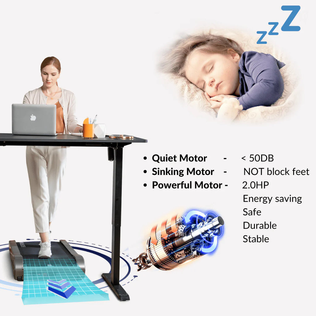 2.0HP 5° Incline Under Desk Electric Treadmill H842
