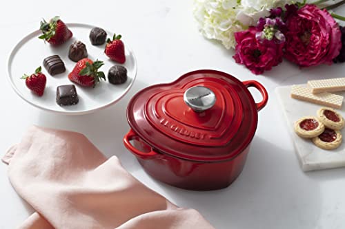 White Enameled Cast Iron 2 Quart Heart Cocotte M3673