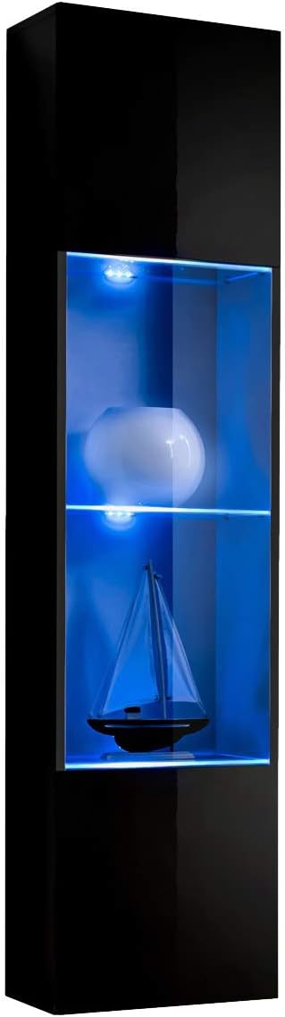 Black Modular Wall Mounted Floating Bookcase Cabinet V93645