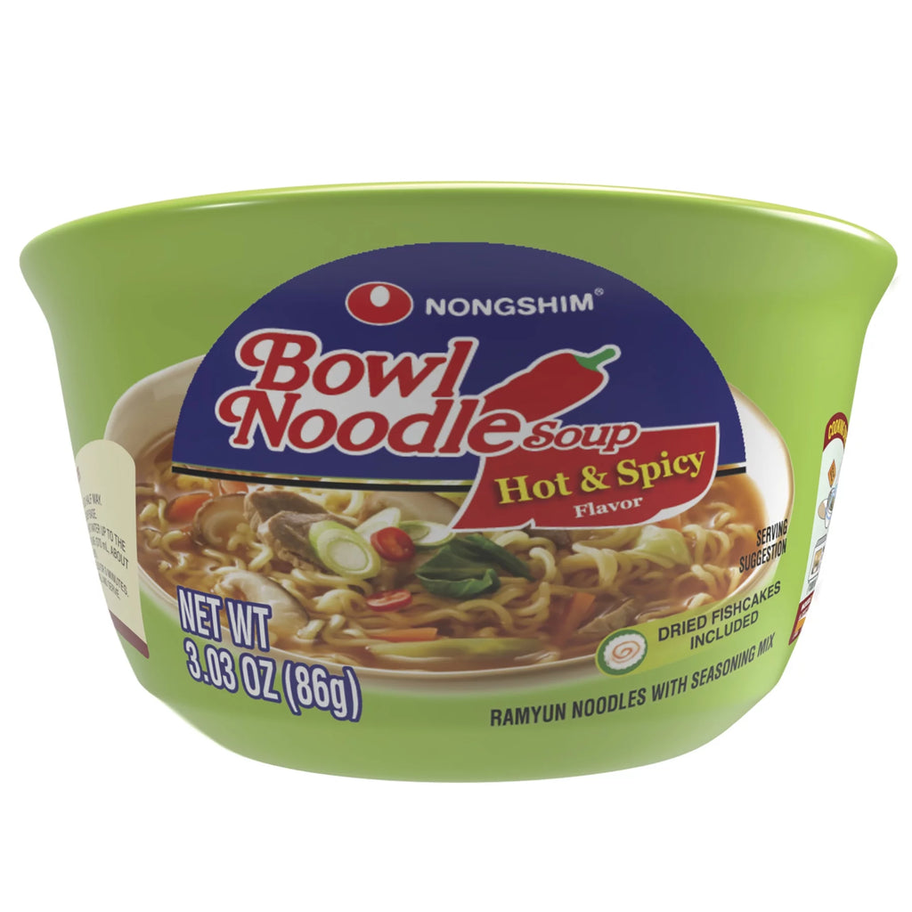 3.03oz X 18 Count Hot & Spicy Beef Ramyun Ramen Noodle Soup Bowl O273440