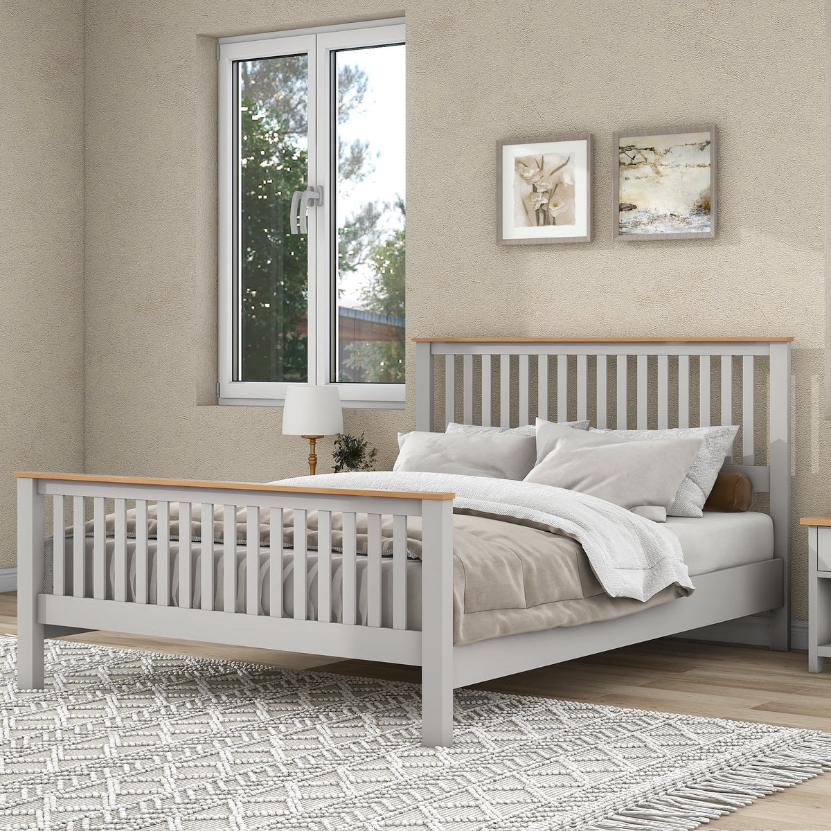 Gray Queen Bed Frame with Headboard A2510