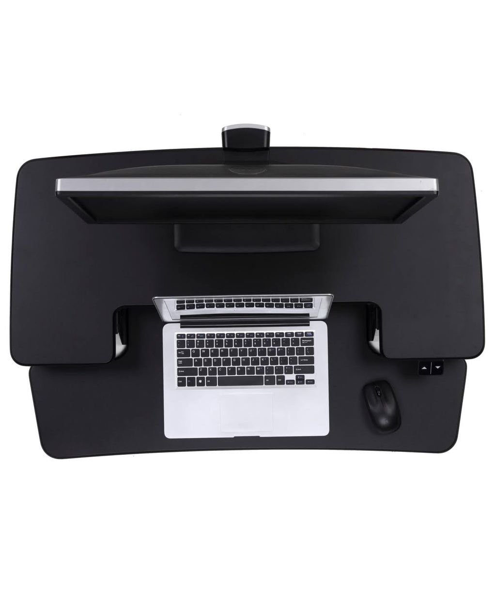 Black electric standing desk converter J148