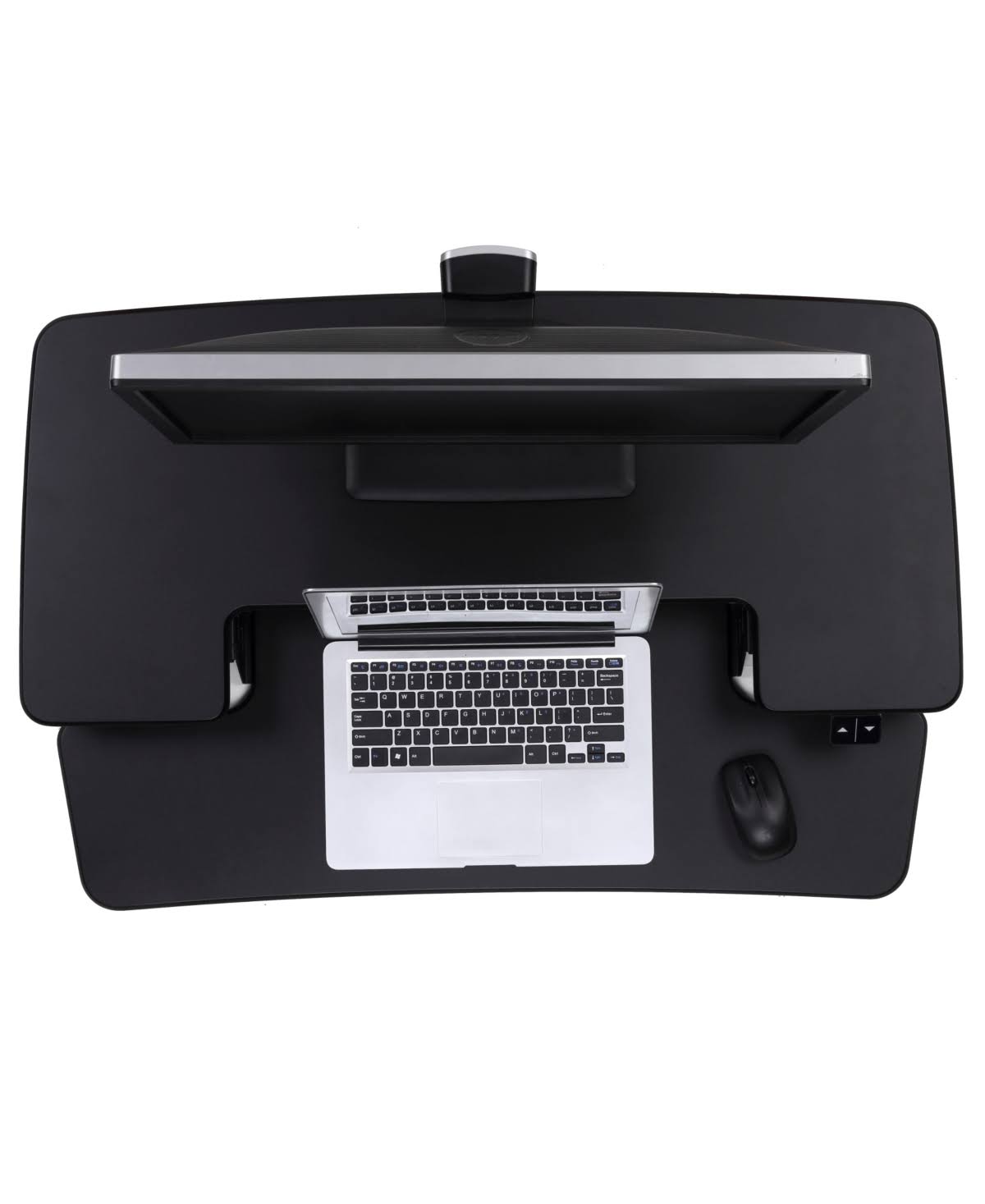 Black electric standing desk converter J148