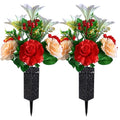 Red+White Lily Artificial Silk Rose and Lily Saddle W4366