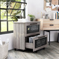 Vintage Grey Oak 2-Drawer File Cabinet MDF Paperboard Mobile V82424