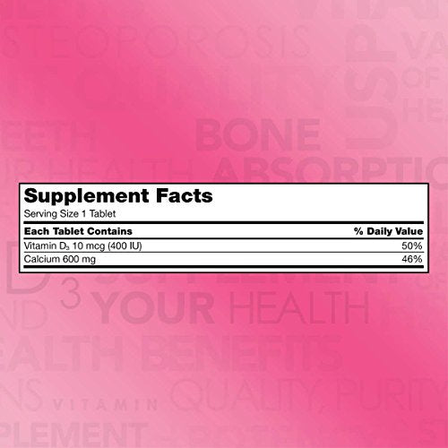 Calcium 600 mg with Vitamin D3, 500 Tablets (2 Pack) G25925
