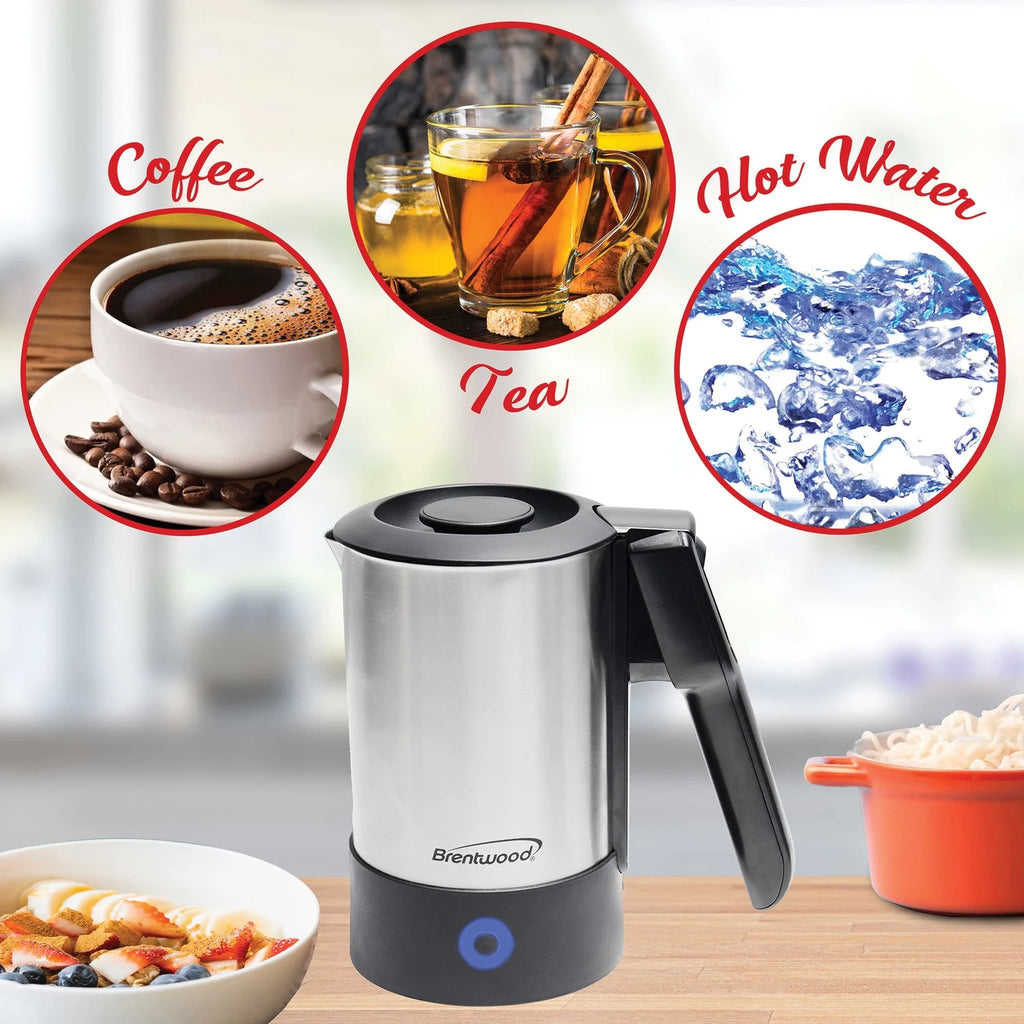 1000-Watt 20-Oz. Stainless Steel Electric Travel Kettle S788