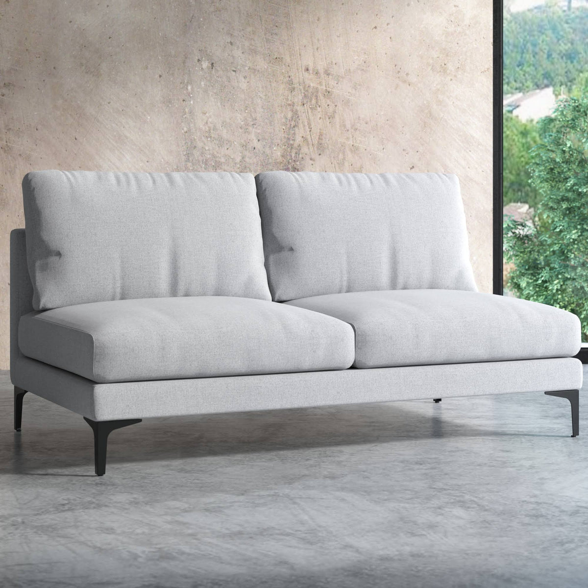 Light Gray Armless 2 Seater Sofa E5419