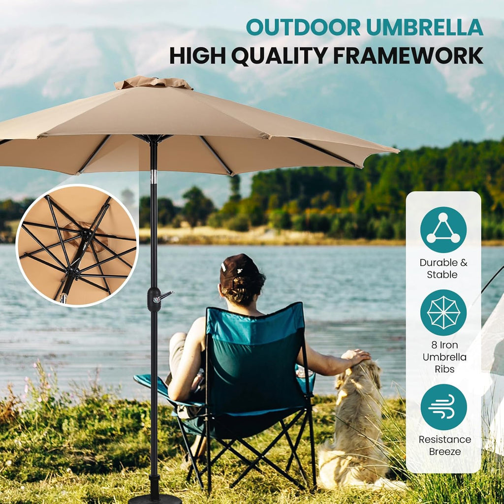 Tan 9' Outdoor Patio Umbrella with 8 Ribs T30402