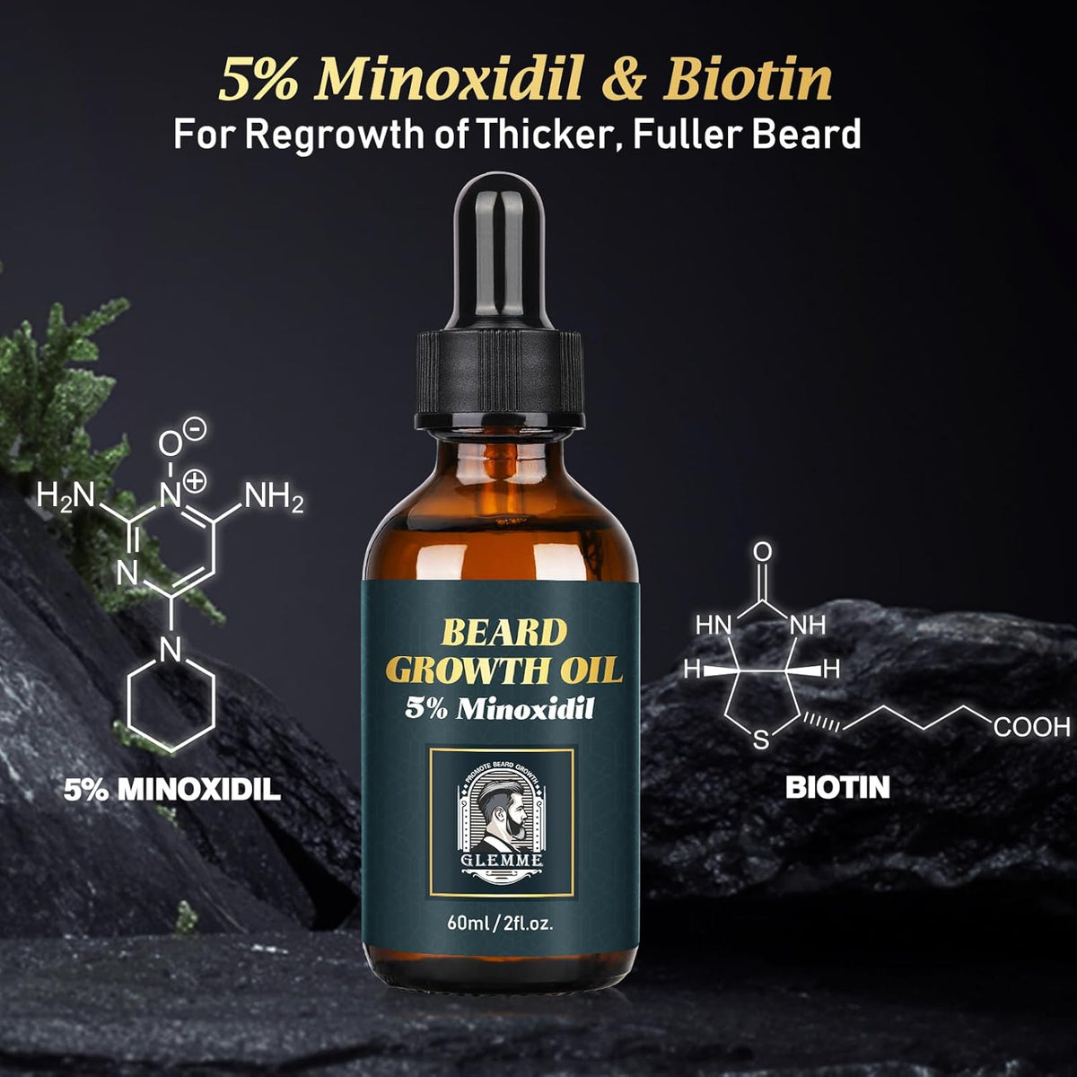 5% Minoxidil Beard Growth Oil Beard Balm for Patchy Beard D97772