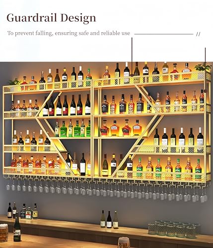 Black 3 Tier Metal Wine Rack with LED Light Y165673