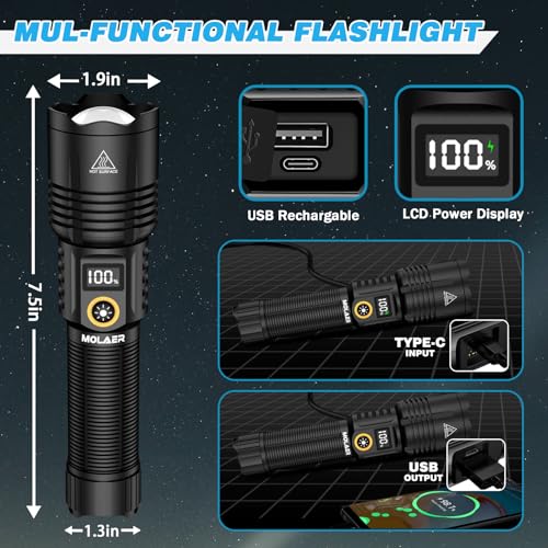 Rechargeable LED Flashlight with Zoomable, IPX6 Waterproof M81982
