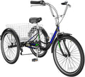 Black 24" 7 Speed 3 Wheel Adult Tricycle with Basket Y5125