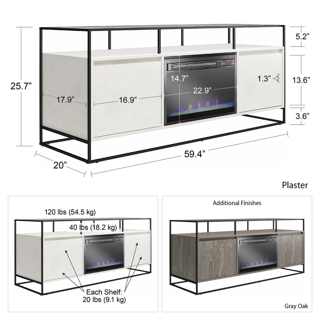 Plaster TV Stand with Electric Fireplace H718092
