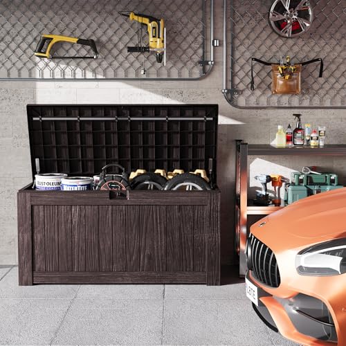 Black 120 Gallon Outdoor Storage Box with Lock K48571
