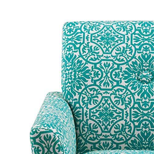 Button Tufted Arm Chair Gold Damask P130