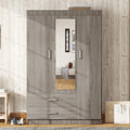 Gray Wood Armoire Wardrobe with Mirror D86329