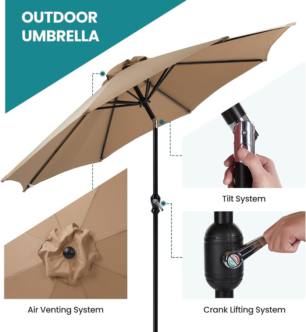 Tan 9' Outdoor Patio Umbrella with 8 Ribs T30402