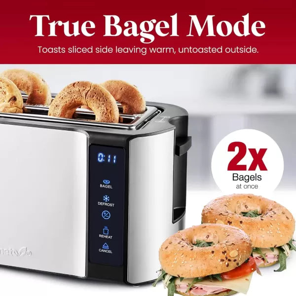 Long Slot 4 Slice Stainless Steel Toaster T325123