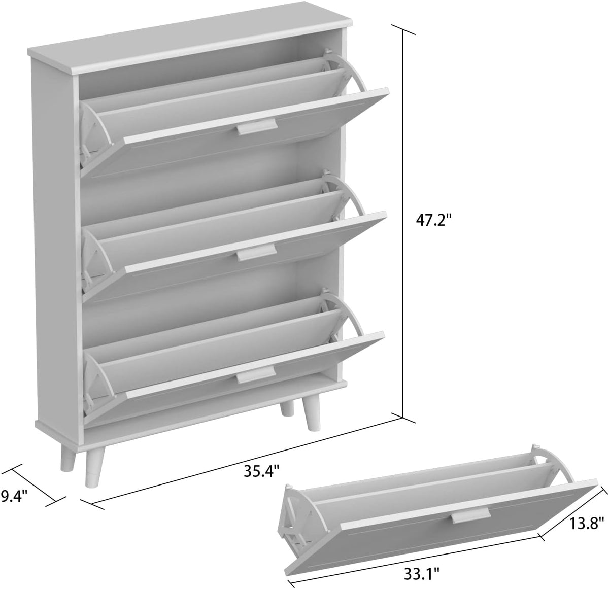 Shoe Cabinet with 3 Flip Drawers D65852