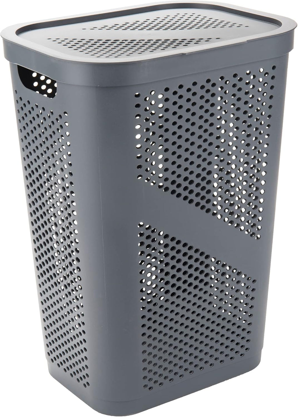 60L Slim Plastic Laundry Hamper with Lid, Gray E11319