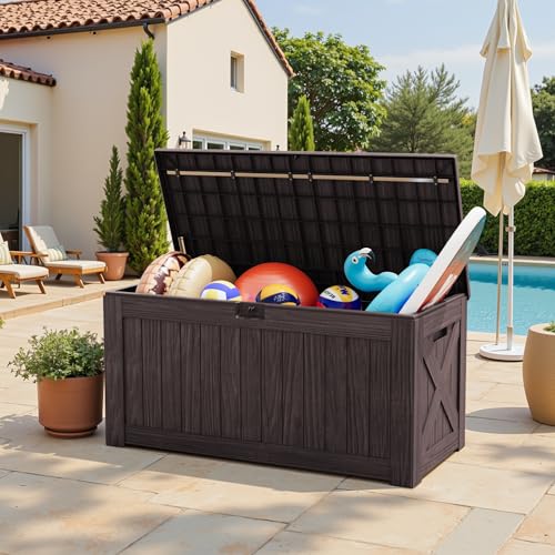Black 120 Gallon Outdoor Storage Box with Lock K48571