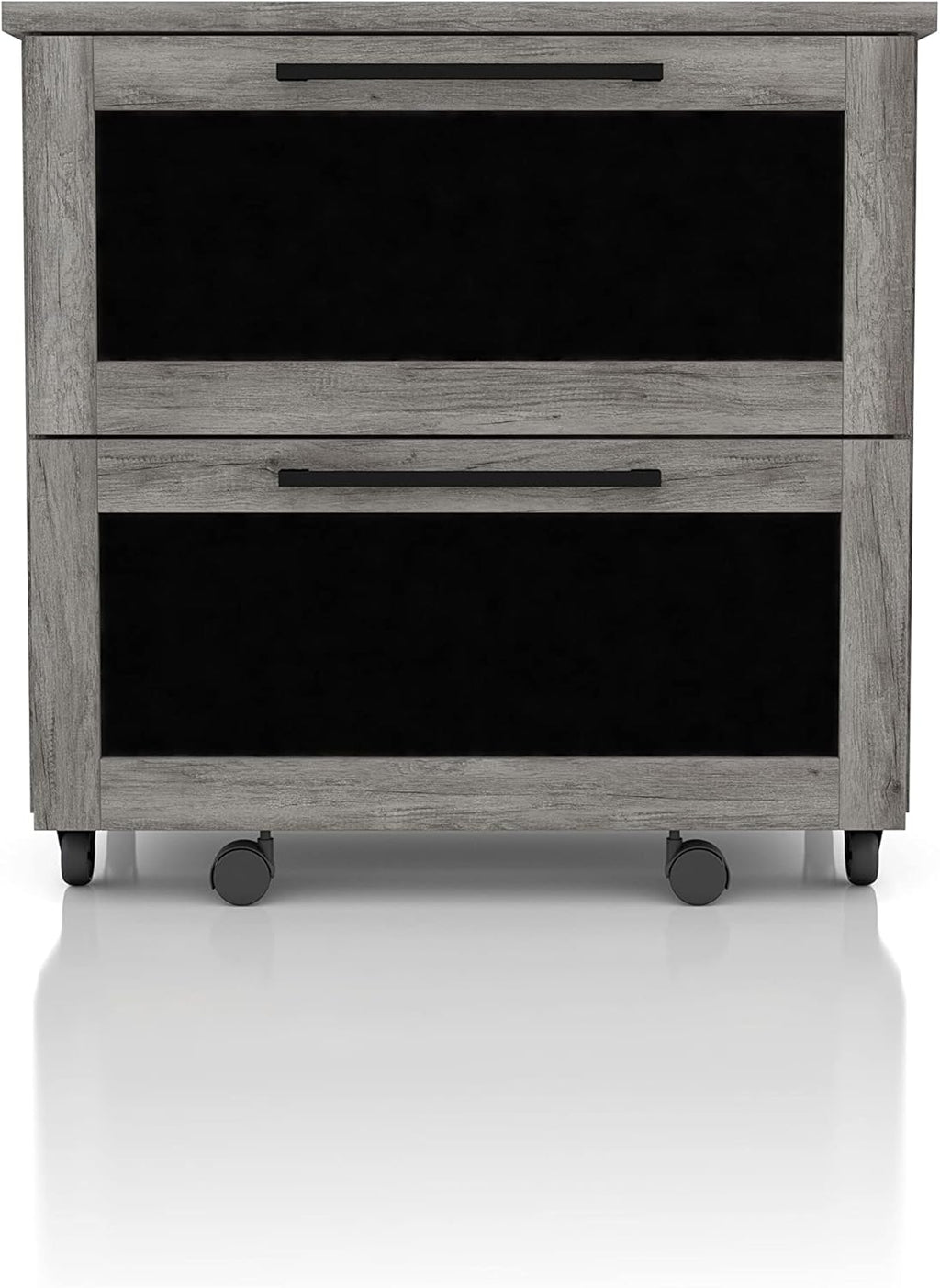 Vintage Grey Oak 2-Drawer File Cabinet MDF Paperboard Mobile V82424