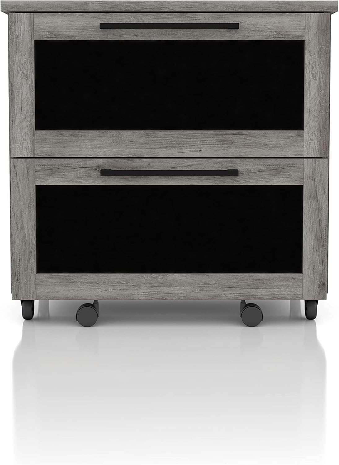 Vintage Grey Oak 2-Drawer File Cabinet MDF Paperboard Mobile V82424