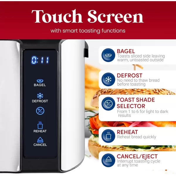 Long Slot 4 Slice Stainless Steel Toaster T325123