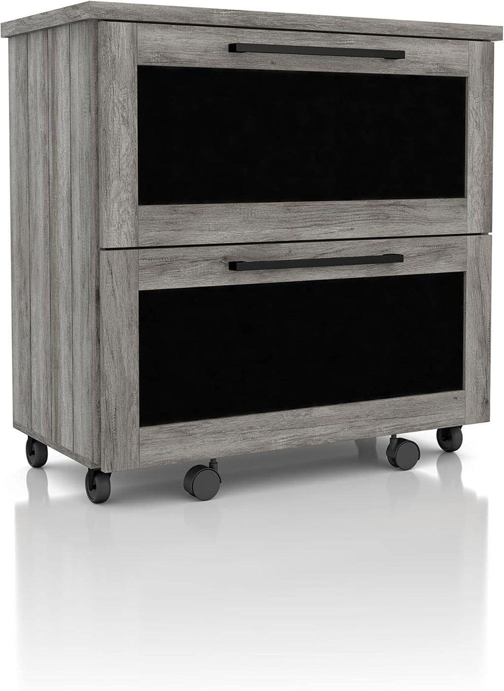 Vintage Grey Oak 2-Drawer File Cabinet MDF Paperboard Mobile V82424