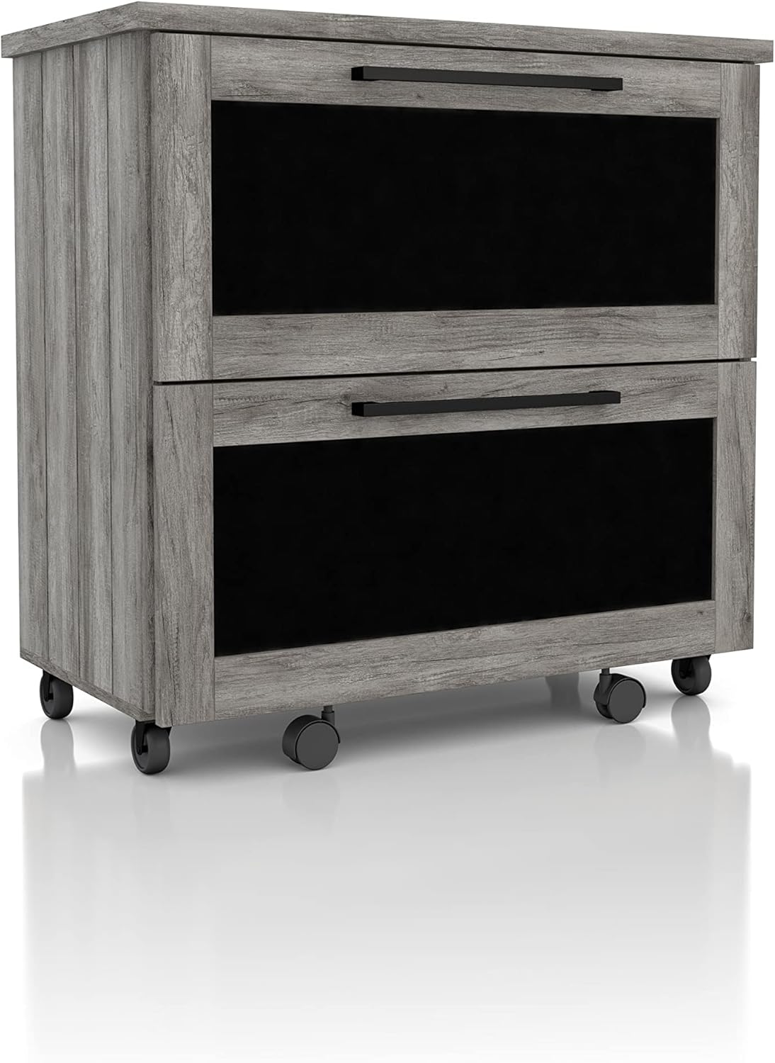 Vintage Grey Oak 2-Drawer File Cabinet MDF Paperboard Mobile V82424