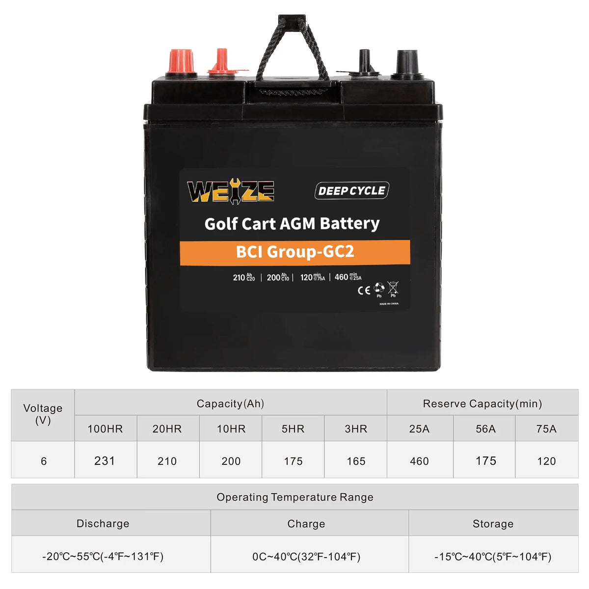6V 210ah Deep Cycle AGM Battery Q2942