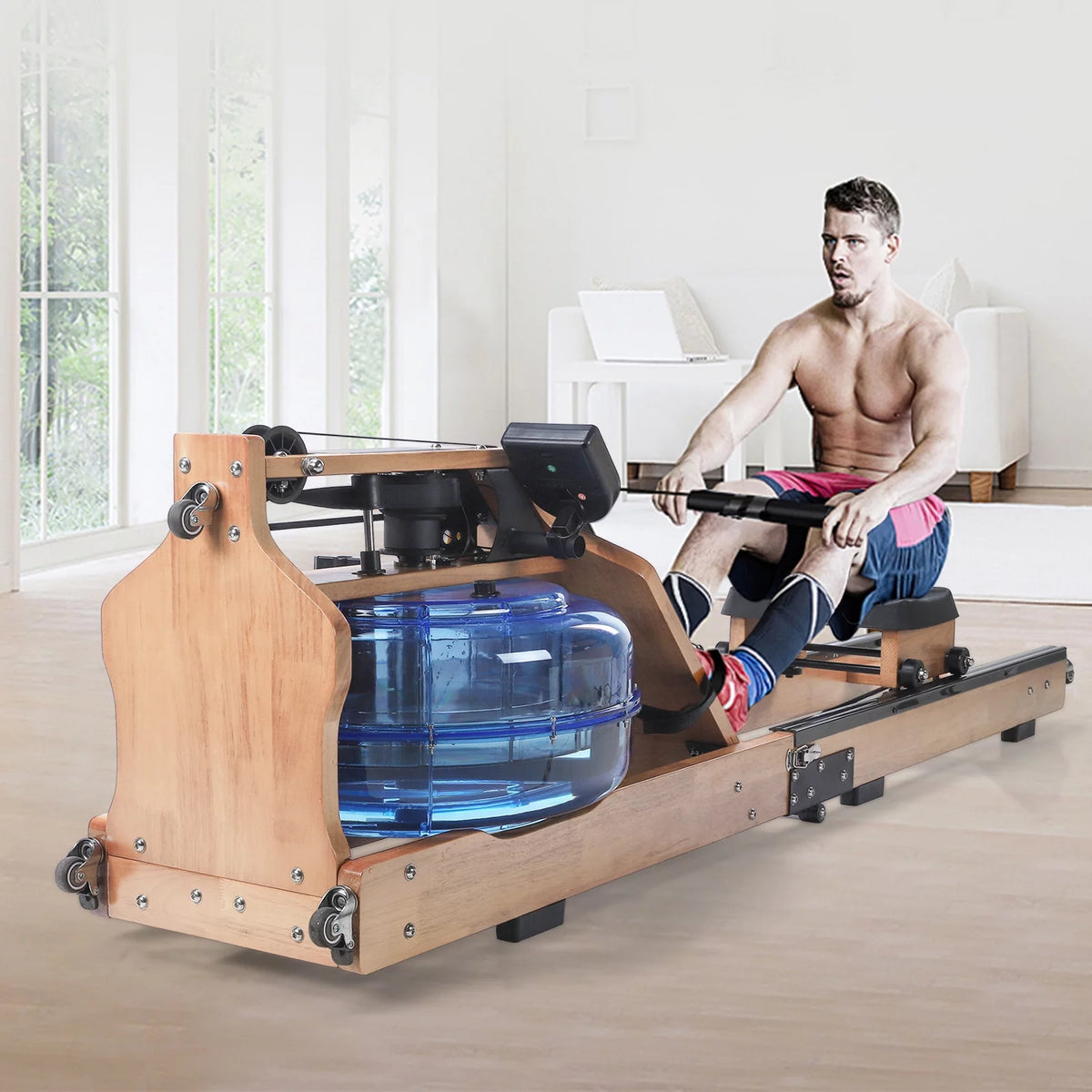 Water Rowing Machine with LED Display Foldable D419