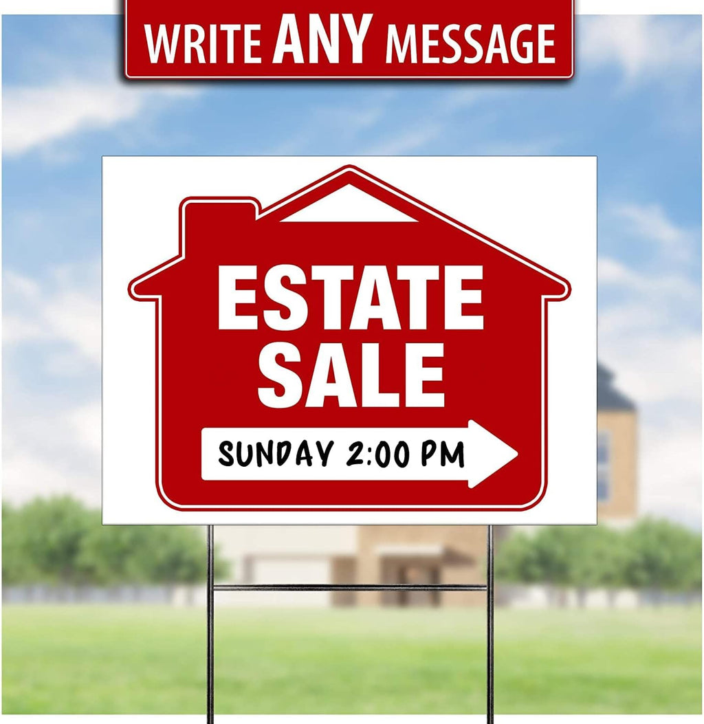 Estate Sale Signs (10 Pack) Double-Sided 24” x 18” with Heavy Duty Stakes M854989