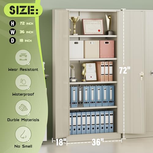 72” Black Metal Storage Cabinet with Adjustable Shelves D85088