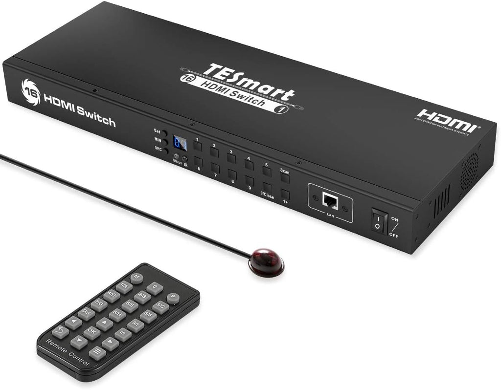 8×1 HDMI Switch 4K @ 60Hz HDCP 2.2 with Rack-Ears, IR Remote Control, Auto Switch - Black Z694115