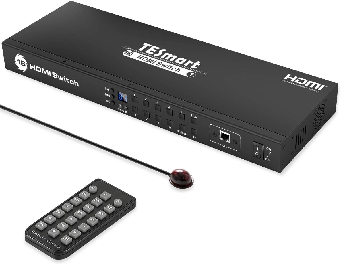 8×1 HDMI Switch 4K @ 60Hz HDCP 2.2 with Rack-Ears, IR Remote Control, Auto Switch - Black Z694115