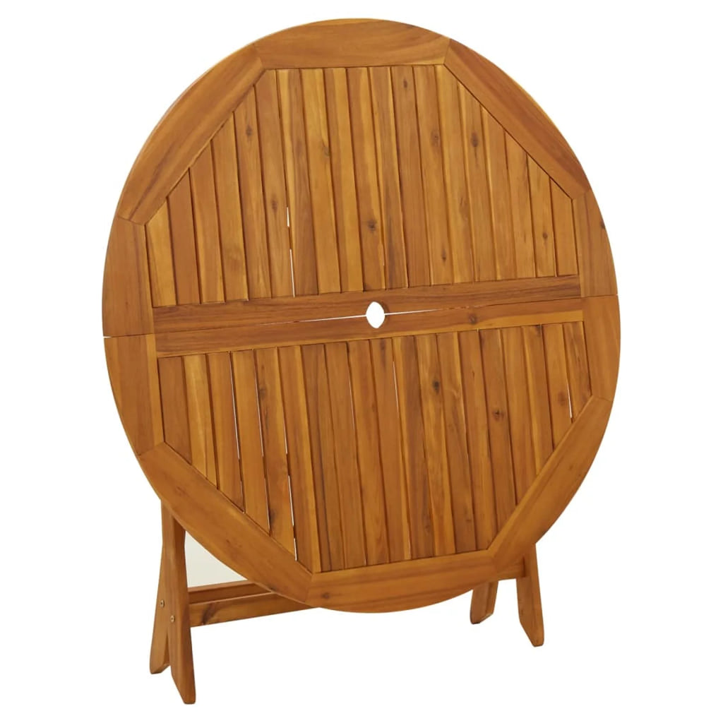 Folding Wood Acacia Round Outdoor Dining Table with Umbrella Hole X32340