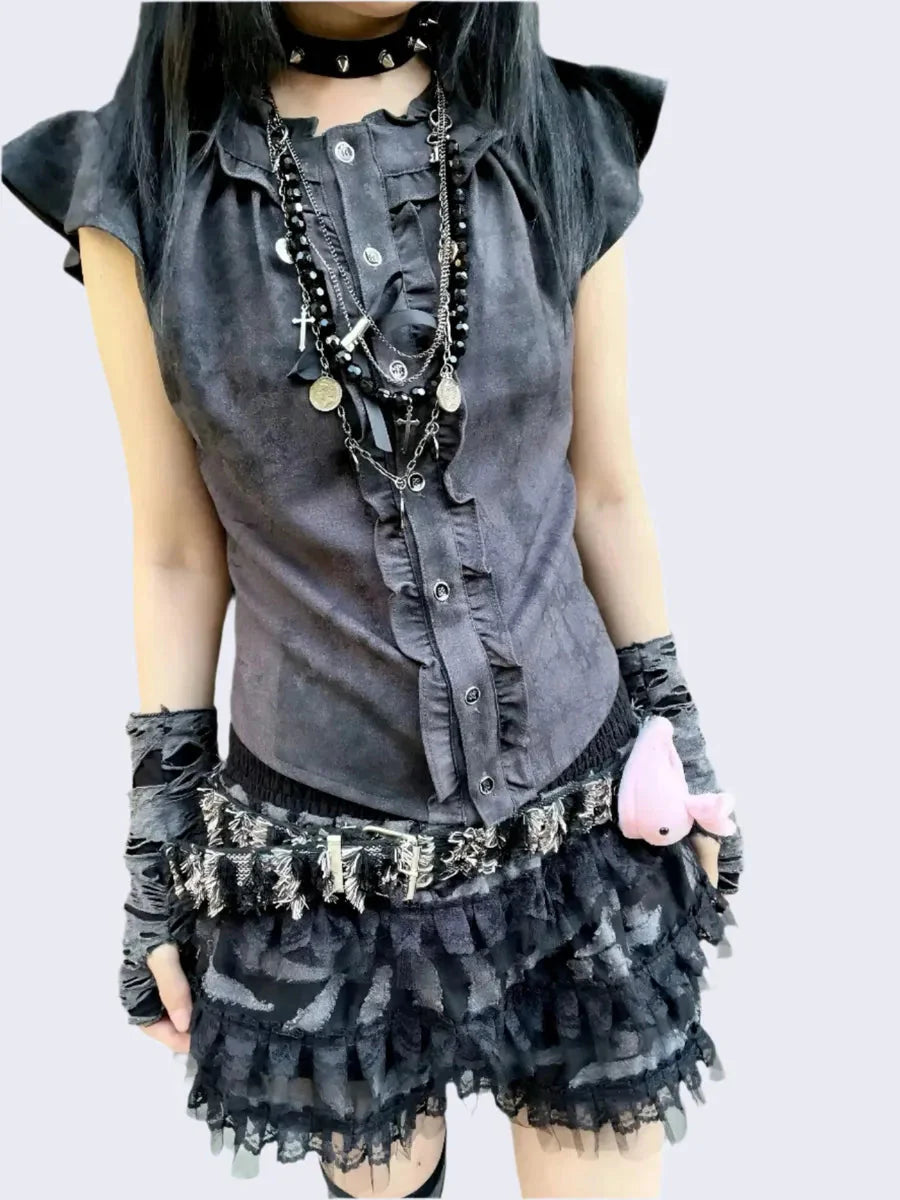 Ruffle Shirts Skirt Set X5826