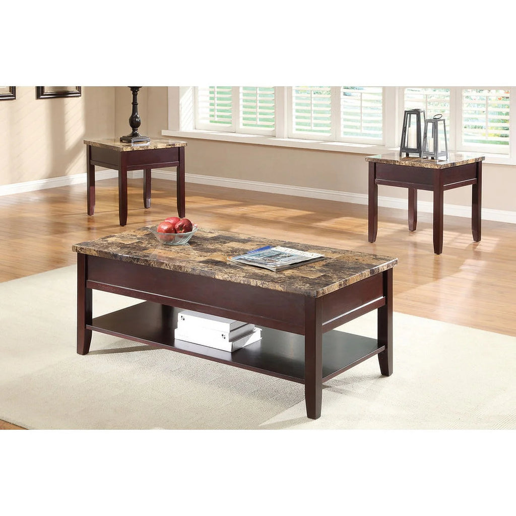 Dark Cherry Faux Marble Top End Table K52641