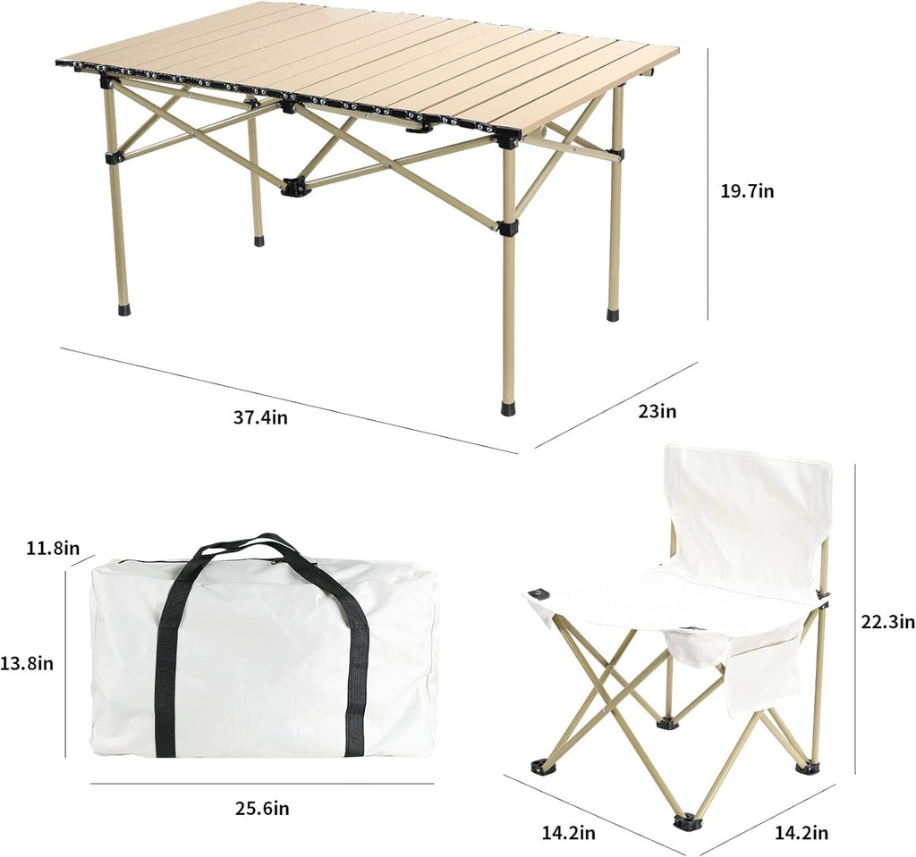 Outdoor Folding Picnic Table and Chairs Set for 4 with Carry Bag Q8372