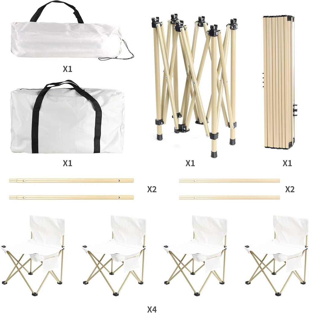 Outdoor Folding Picnic Table and Chairs Set for 4 with Carry Bag Q8372