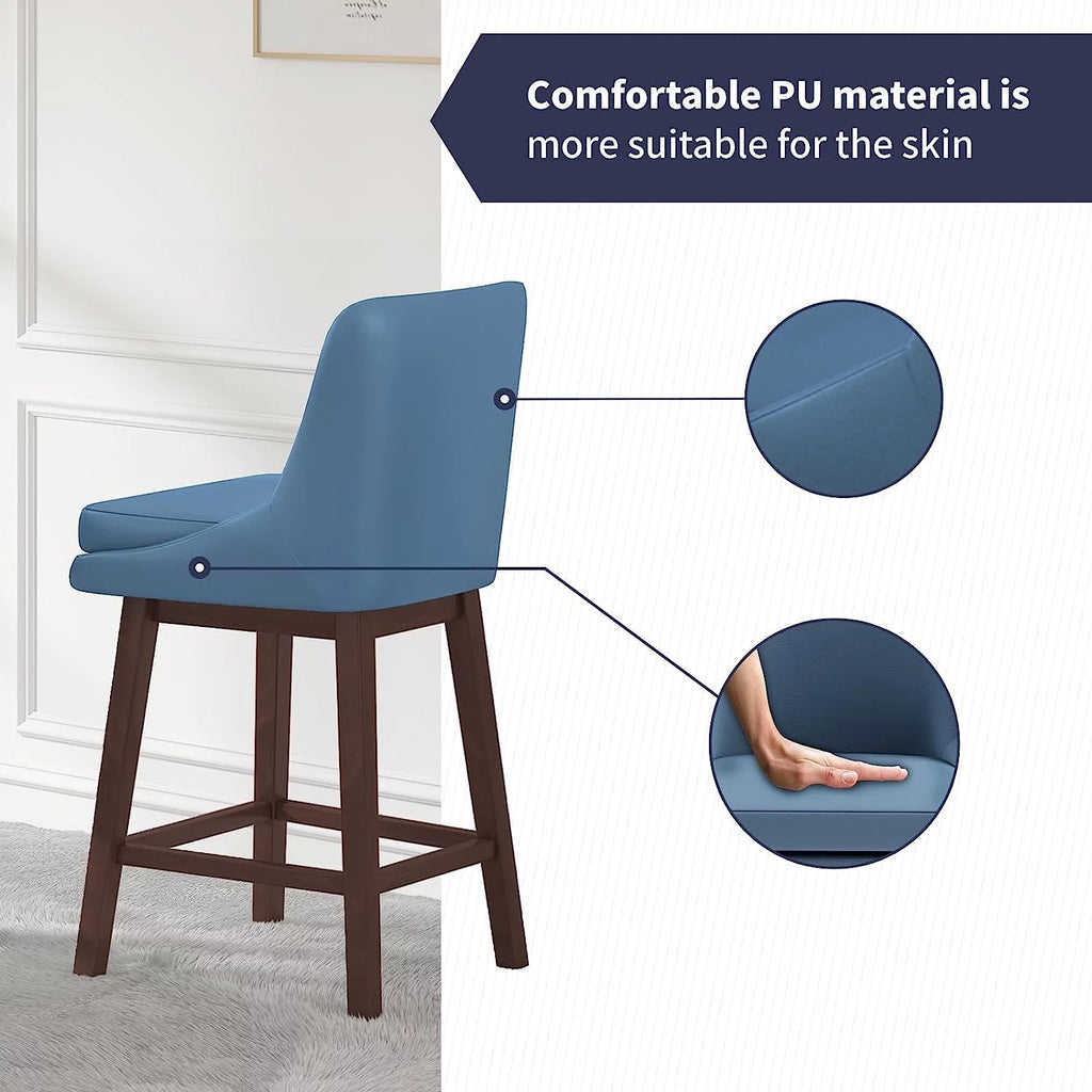 Blue 26" H Swivel Upholstered Bar Stools Set of 4 D9956