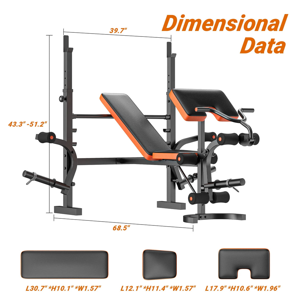 6 Positions Adjustable Foldable Weight Bench J2329