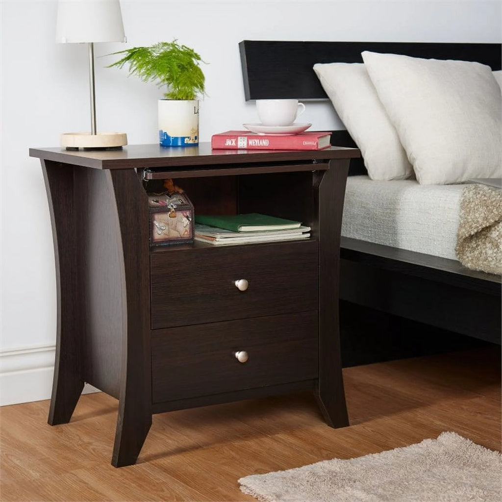 Wood 2-Drawer End Table with Tray in Espresso J31103
