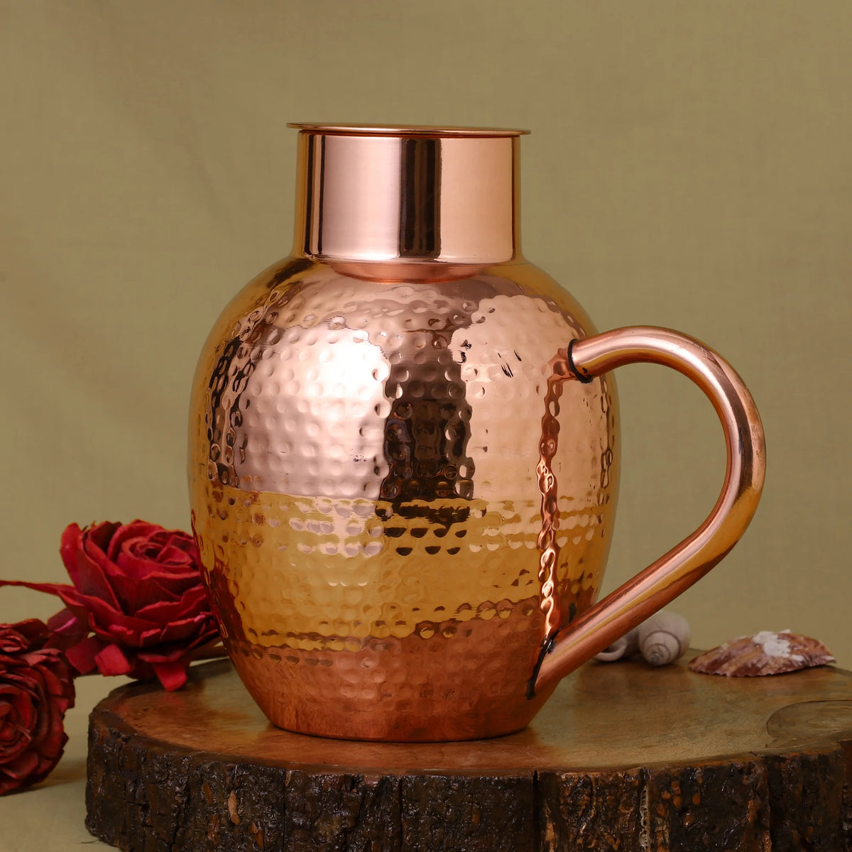 Copper Pitcher with Bowl, Hammered Jug, 50.7 US Fl Oz (1.5 Lt.) M957922